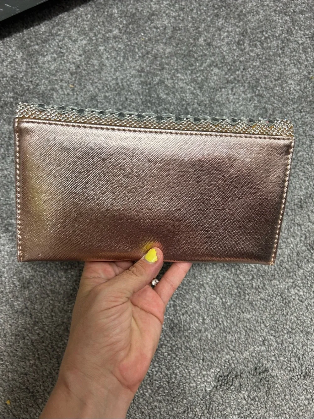 Crystal-Embellished Silver Evening Clutch